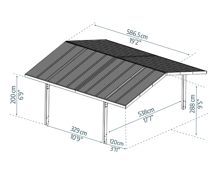 Carport Sydney 572 x 586,5 cm Svart Canopia by Palram